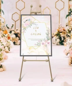Elegant Golden Iron Floor Easel Stands for Weddings and Displays
