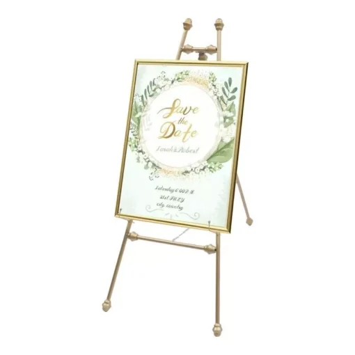 Elegant Golden Iron Floor Easel Stands for Weddings and Displays - Image 4