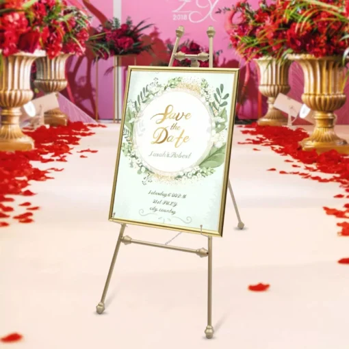 Elegant Golden Iron Floor Easel Stands for Weddings and Displays - Image 3