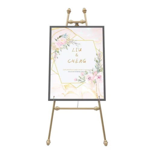 Elegant Golden Iron Floor Easel Stands for Weddings and Displays - Image 5