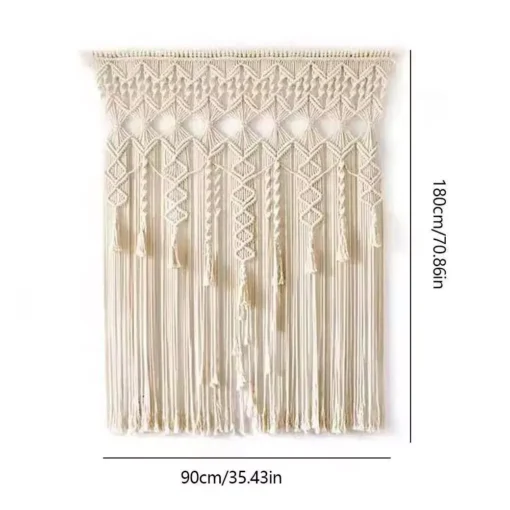 Boho Chic Beige Macrame Wall Hanging Tapestry - Image 5