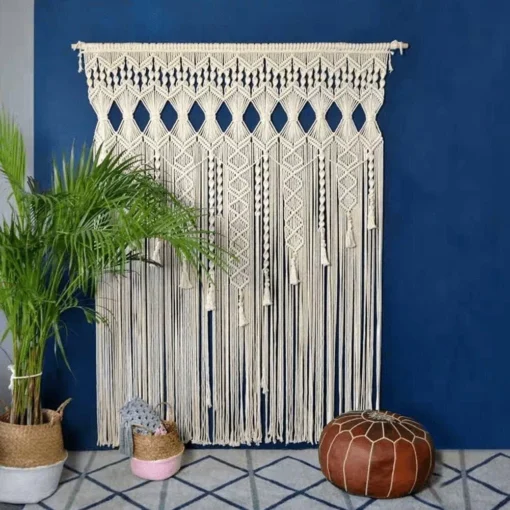 Boho Chic Beige Macrame Wall Hanging Tapestry