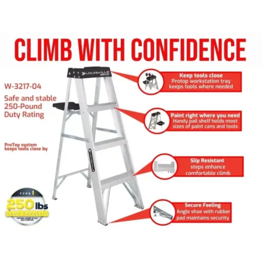 4′ Folding Aluminum Step Ladder - Image 4