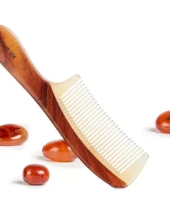 Natural Wood and Horn Fine Tooth Anti-Static Hair Comb