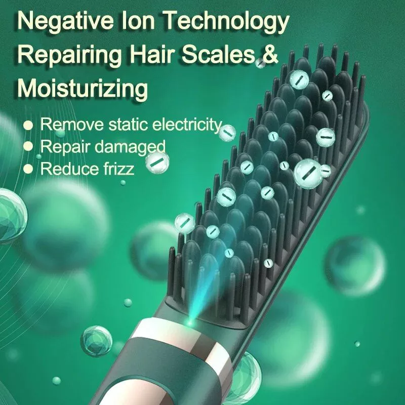 Electric Professional Negative Ion Hair Straightener Brush Curling Hot Comb