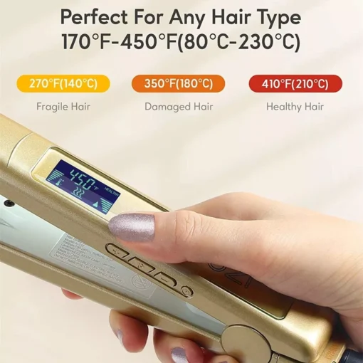 Professional Titanium Plate Flat Iron with LCD Digital Screen - Image 2