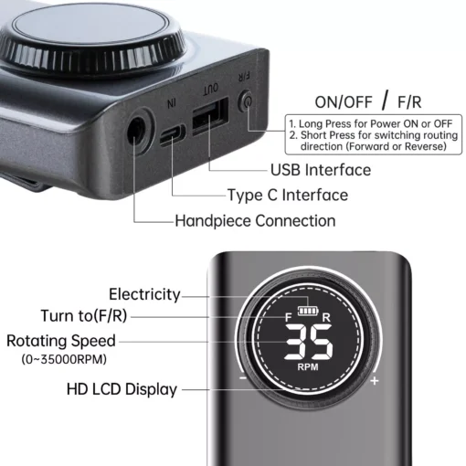 High-Speed Professional Nail Drill Machine with LED Display - Image 4