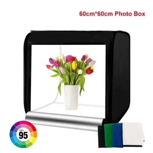 Portable LED Photography Light Box Studio with Adjustable Brightness and 4 Color Backdrops - Image 3