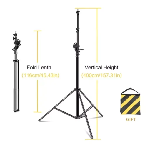 4M Adjustable Photography Studio Light Stand with Cantilever & Sandbag - Image 7