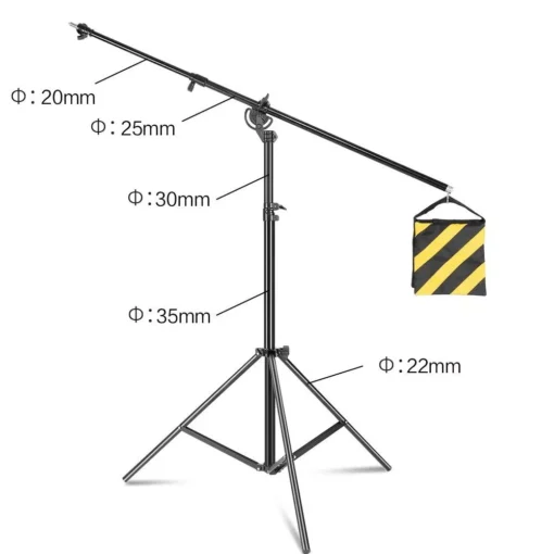 4M Adjustable Photography Studio Light Stand with Cantilever & Sandbag - Image 4