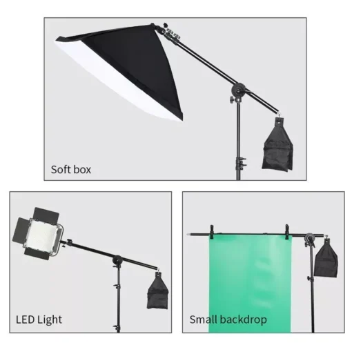 Professional Telescopic Boom Arm Light Stand with Sandbag for Studio Lighting - Image 7