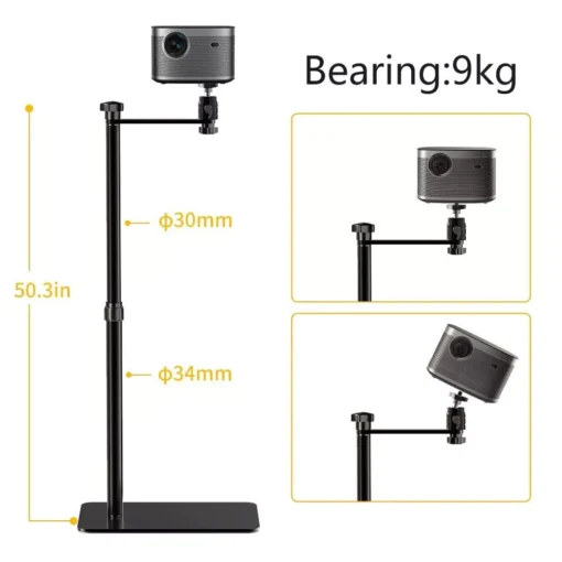 Adjustable Height Projector Stand with Tray and 1/4″ Screw - Image 6