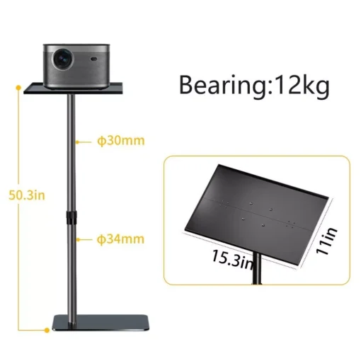 Adjustable Height Projector Stand with Tray and 1/4″ Screw - Image 7
