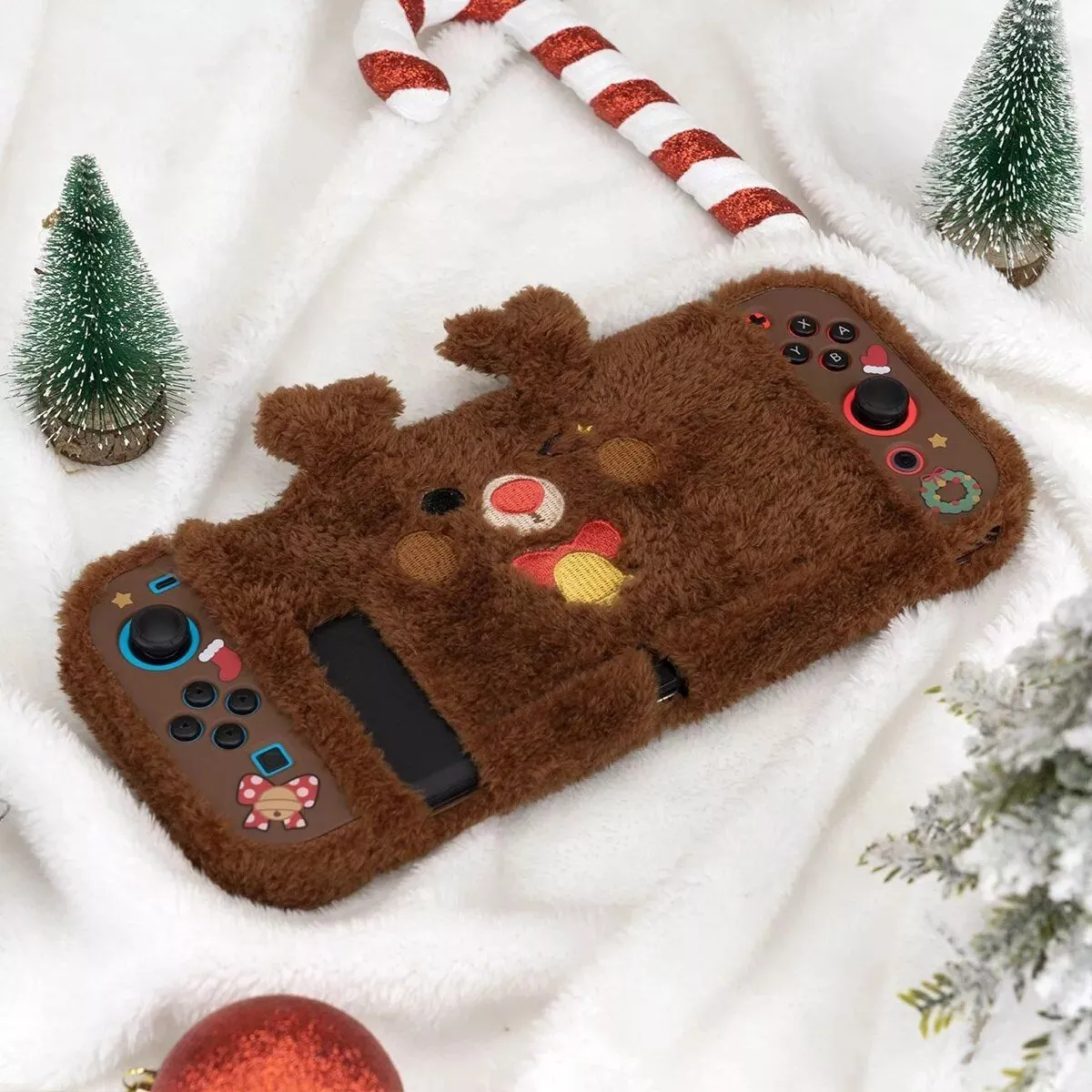 Christmas Theme Cute Plush Protective Case for Nintendo Switch and Joy-Con