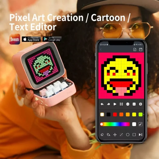 Retro Pixel Art Bluetooth Speaker with Alarm Clock & LED Display - Image 3