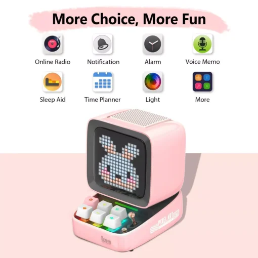 Retro Pixel Art Bluetooth Speaker with Alarm Clock & LED Display - Image 7