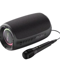 Portable Bluetooth Speaker with Wireless Subwoofer, Waterproof and RGB Lighting Effects