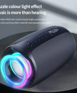 Portable Bluetooth Speaker with Wireless Subwoofer, Waterproof and RGB Lighting Effects