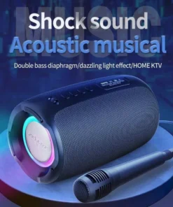 Portable Bluetooth Speaker with Wireless Subwoofer, Waterproof and RGB Lighting Effects