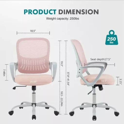 Mid Back Ergonomic Mesh Office Chair - Image 5