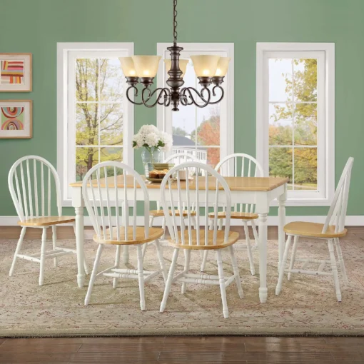 Solid Wood Dining Chairs, White and Oak (Set of 2) - Image 5