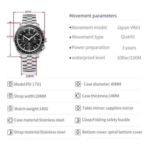 Luxury Sapphire Crystal Quartz Watch - Image 6