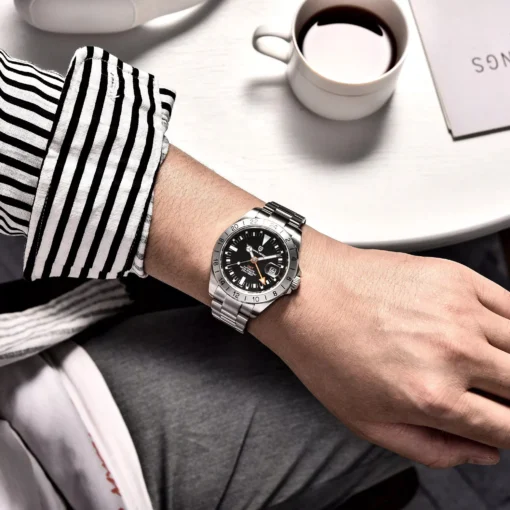 Elegant 42mm GMT Automatic Mechanical Watch with Sapphire Crystal - Image 2