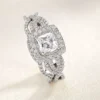 Luxury Princess Cut 925 Sterling Silver Engagement & Wedding Ring Set