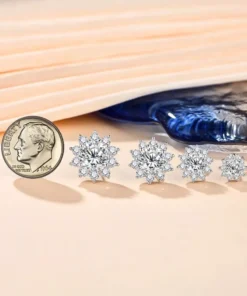 Elegant Snowflake Moissanite Diamond Stud Earrings