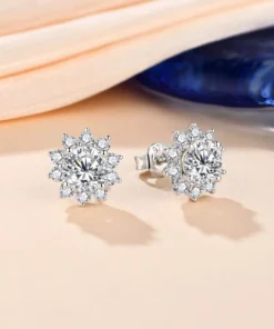 Elegant Snowflake Moissanite Diamond Stud Earrings