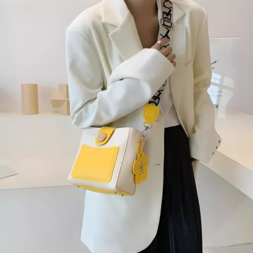 Trendy Yellow Mini Crossbody Handbag - Image 5