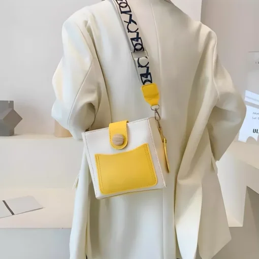 Trendy Yellow Mini Crossbody Handbag - Image 7