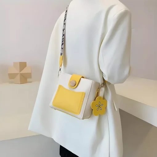 Trendy Yellow Mini Crossbody Handbag - Image 6