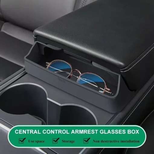 Central Control Armrest Glasses Case for Model 3/Y - Image 3