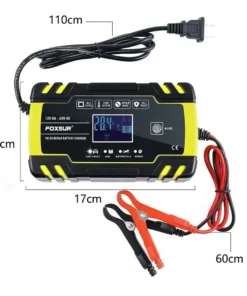 Smart 12V 24V 8A Digital Automatic Battery Charger with Pulse Repair & LCD Display