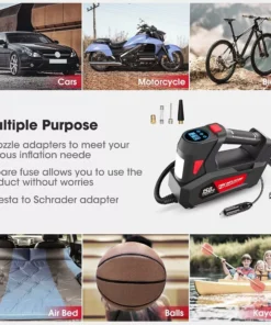 120W Portable Handheld Car Tire Inflator Pump with LED Light and Digital Display