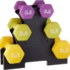 Neoprene Workout Dumbbell Set – 32-Pounds Total with Weight Rack