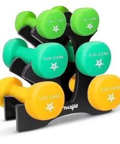 Colorful Neoprene Coated Dumbbell Set with Rack