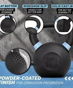 Premium Powder Coated Kettlebell – 16KG/35LB