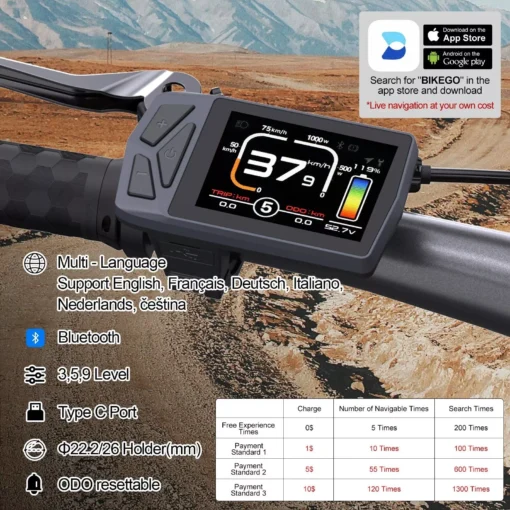 Bluetooth Electric Bike Display EKD01 with Navigation & Speedometer - Image 3