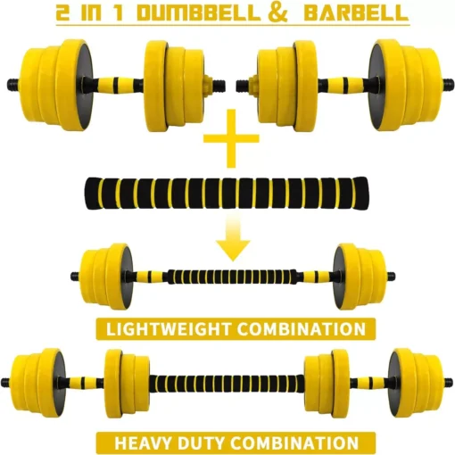 44LB Adjustable Dumbbell Barbell Pair - Image 3