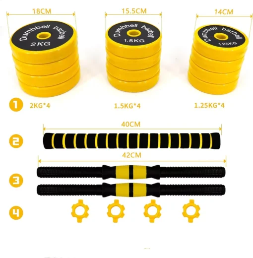 44LB Adjustable Dumbbell Barbell Pair - Image 4