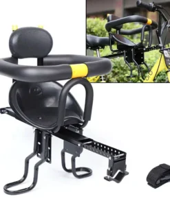Child-Friendly Front Mount Bike Seat with Safety Harness and Foot Pedals for Kids