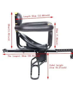 Child-Friendly Front Mount Bike Seat with Safety Harness and Foot Pedals for Kids