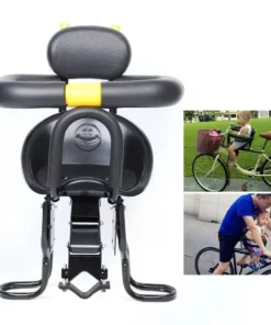 Child-Friendly Front Mount Bike Seat with Safety Harness and Foot Pedals for Kids