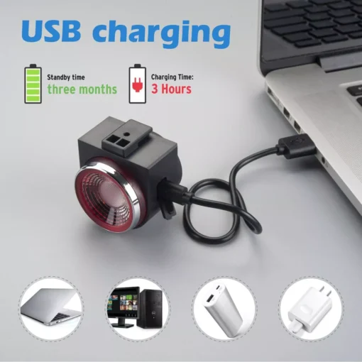 Wireless LED Bicycle Rear Light with Alarm and Brake Indicator - Image 4