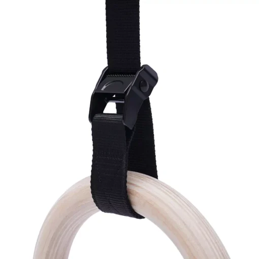 Double Circle Wood Gymnastics Rings with Quick Adjust Straps - Image 6