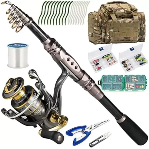 Ultimate Fishing Kit: 7ft Telescopic Carbon Fiber Rod, Spinning Reel, and Full Accessory Set