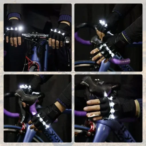 LED Flashlight Breathable Half-Finger Fishing & Cycling Gloves - Image 3