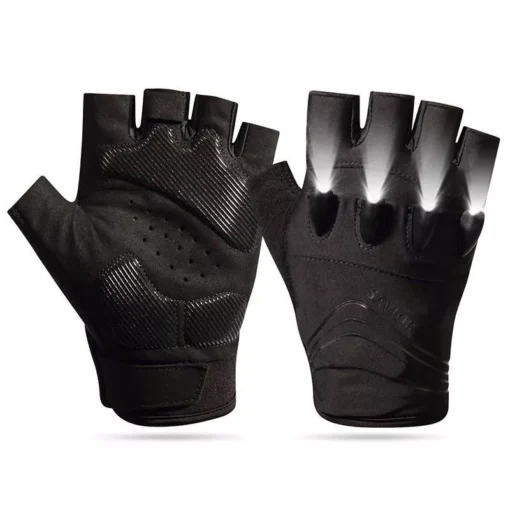 LED Flashlight Breathable Half-Finger Fishing & Cycling Gloves